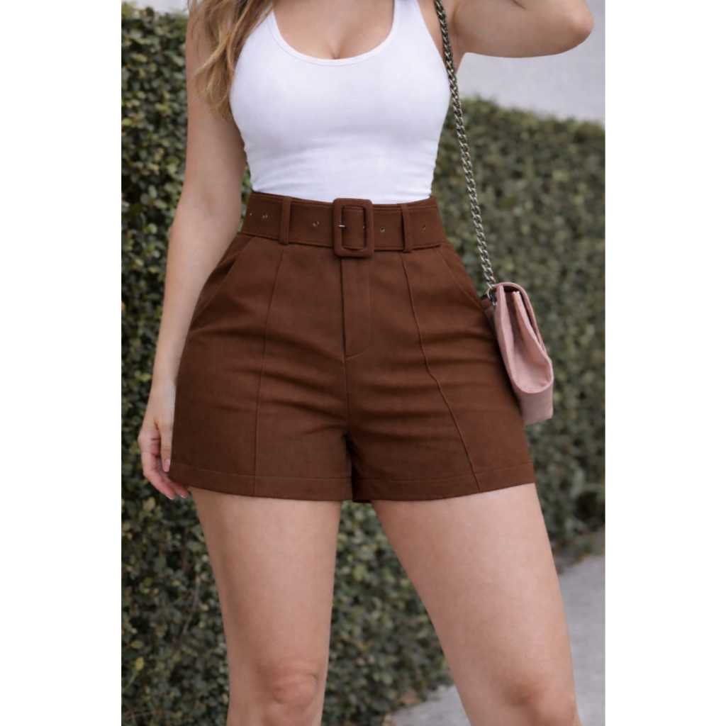 Short Feminino Alfaiataria Cintura Alta Elegante P Ao GG em Oferta na Shopee