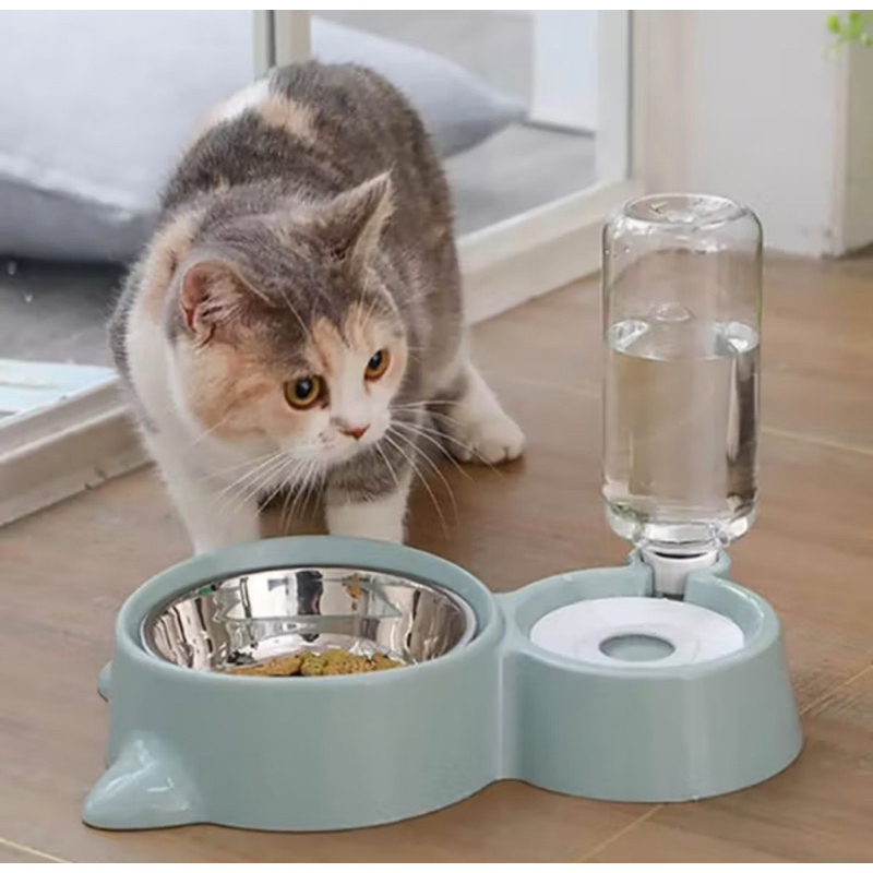 Comedouro Bebedouro Duplo Para Cães e Gatos Com Inox Bebedouro Automático em Oferta na Shopee