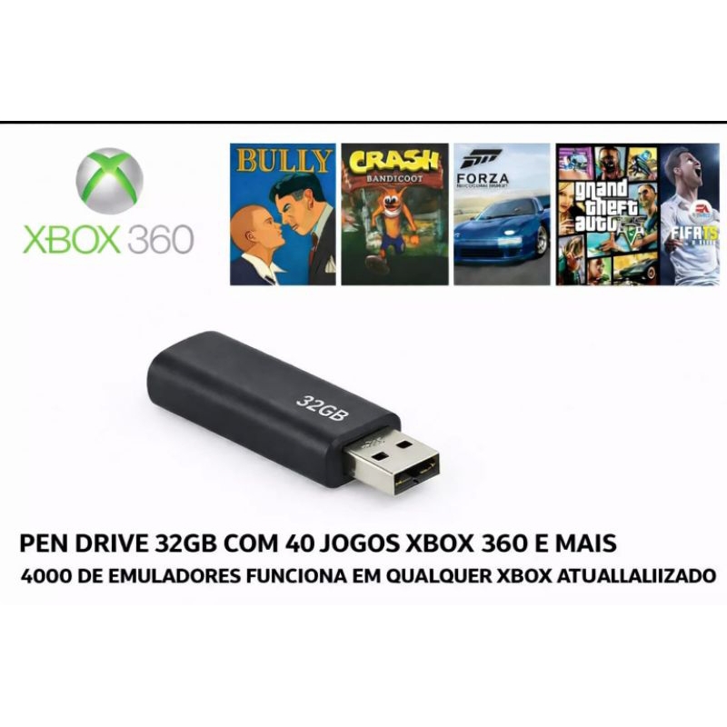 Pen Drive com 40 Jogos Xbox 360 e Mais 4000 Emuladores