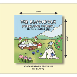 Livro de Colorir THE BLOOMFOLK FOXGLOVE FOREST com 35 Páginas de 21x21cm 150g em Oferta na Shopee