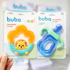 Kit 02 Mordedores Buba Refrigerável para Bebe Crescimento Dentes Alivio dor Gengiva e Dentes