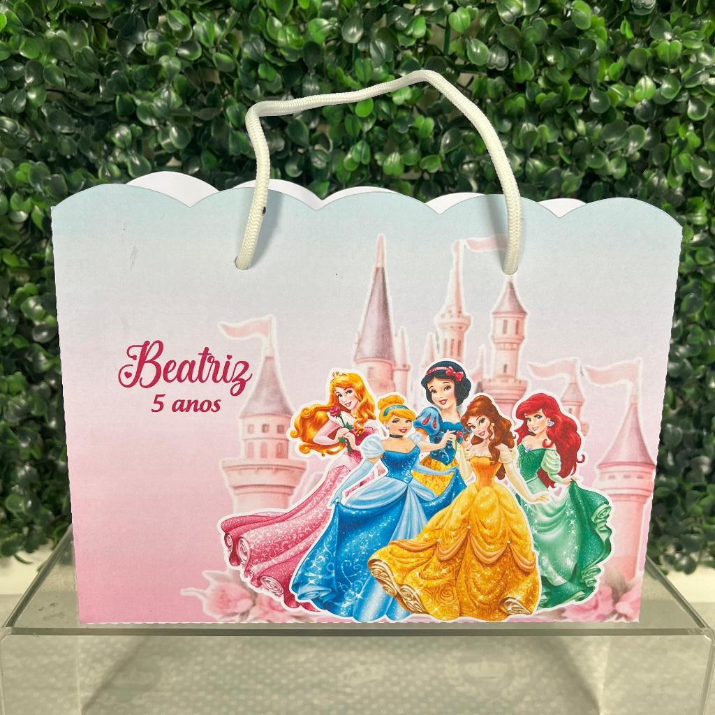 Sacolinha Personalizada Princesas da Disney/ Lembrancinhas/ Aniversário/ Kit Festa/ Pegue e Monte/ Princesas