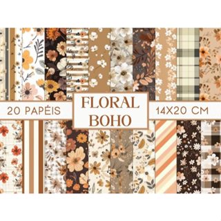 Kit 20 Papéis Decorados Floral Boho 120 g A5 Junk Journal Colagens em Oferta na Shopee