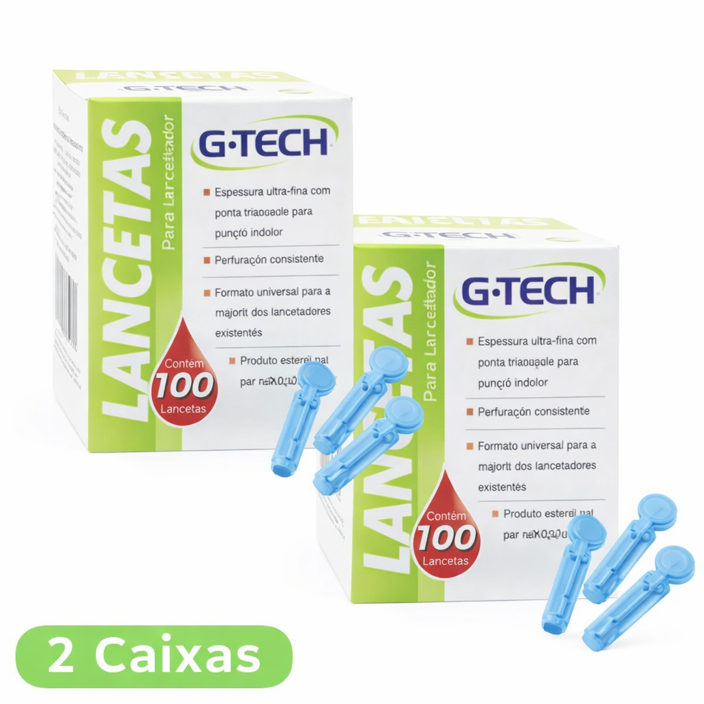 200 Lancetas Agulhas 28g Para Caneta Lancetadora G-Tech