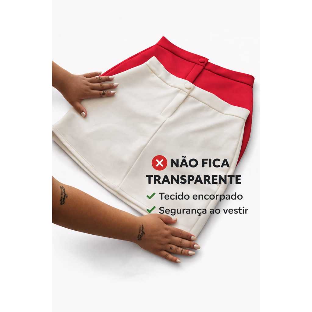 Short Saia Feminino Alfaiataria  com botão encapado• Cintura Alta • Moda 2026 • Tendência em Oferta na Shopee