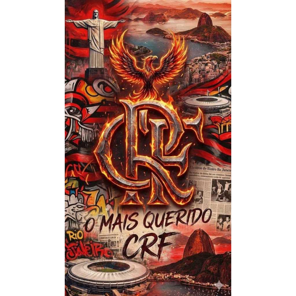 Quadro Decorativo Flamengo CRF Fênix "O Mais Querido" Rio de Janeiro - Placa MDF Luxo Arte Maracanã e Cristo Redentor