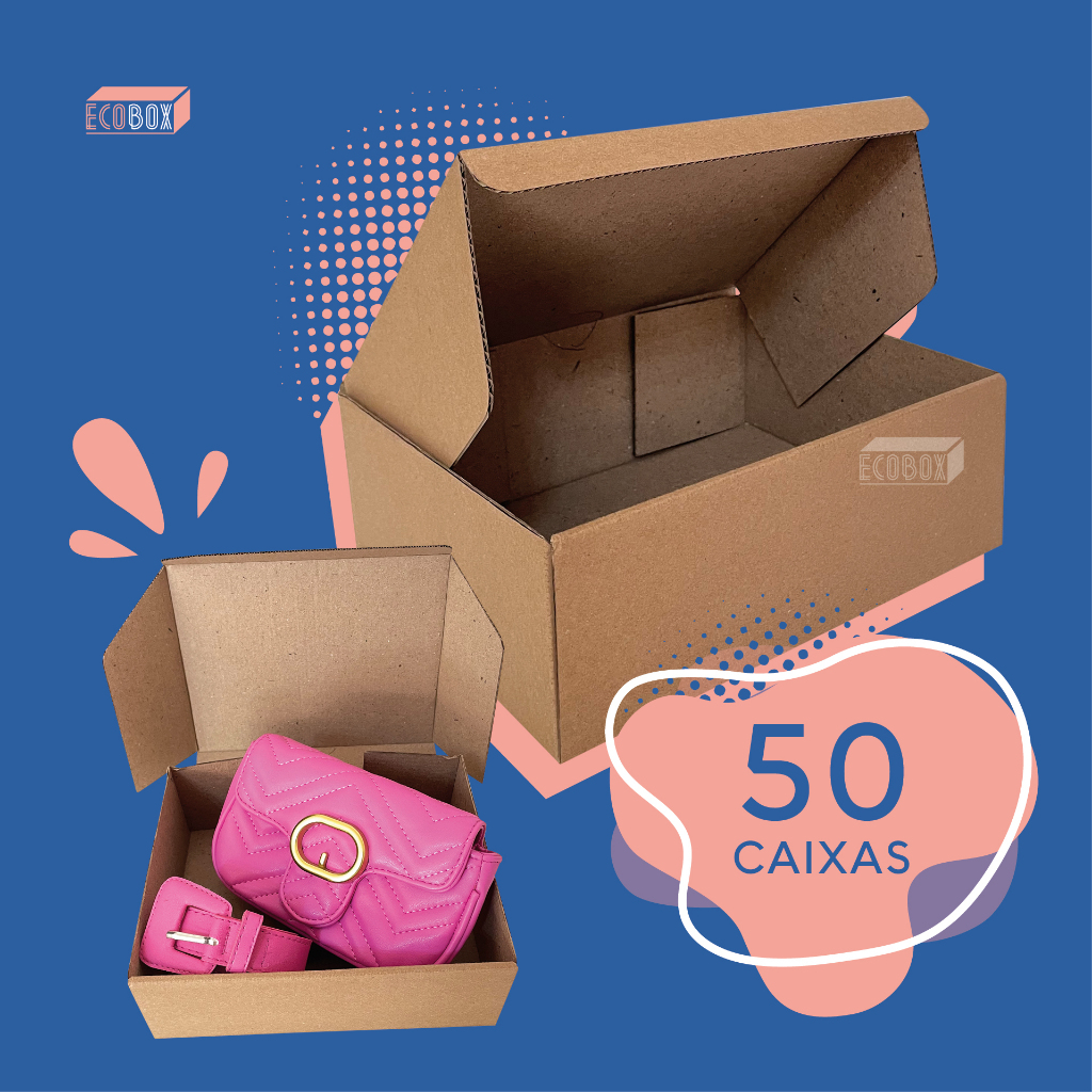 Kit 50, 20 ou 10 Caixas de Papelão Kraft Para Envios E-Commerce 20x16x7cm Kit 50, 20 ou 10 Caixas de Papelão Kraft Para Envios E-Commerce 20x16x7cm