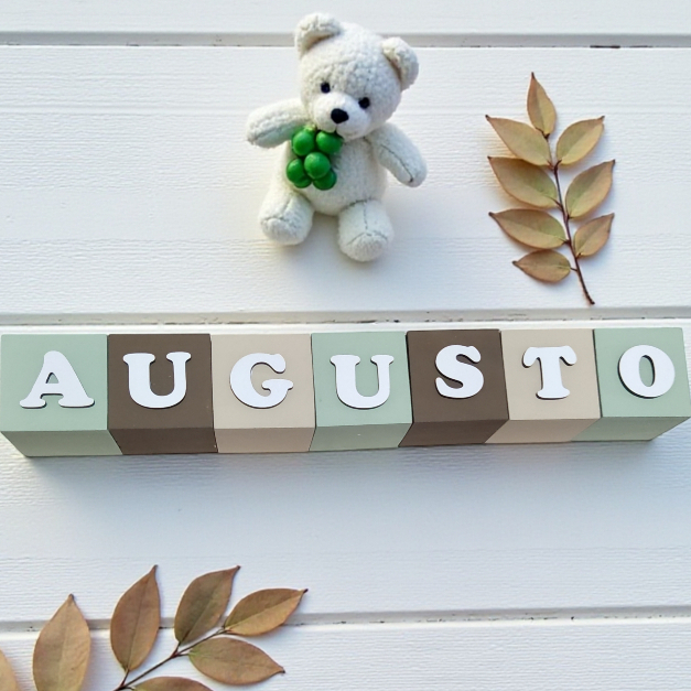 Cubos blocos  com Nome do Bebê em Madeira 5x5cm | Decoração Personalizada em Oferta na Shopee