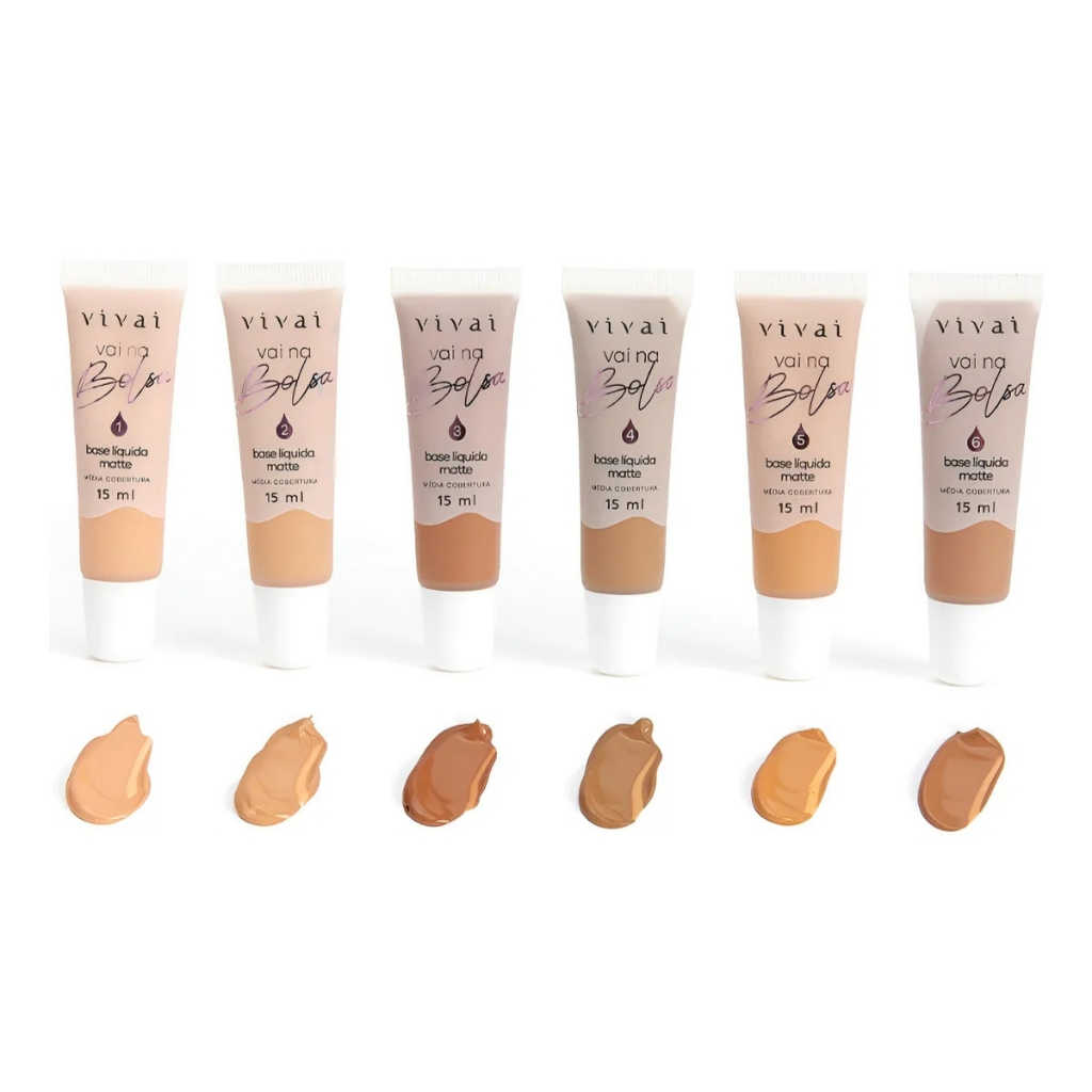 Base Líquida Matte Cobertura Média Vai na Bolsa Vivai em Oferta na Shopee