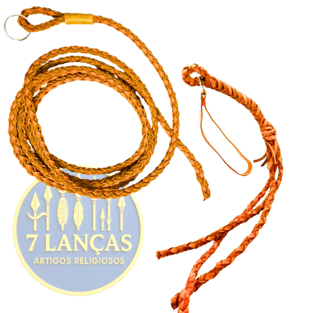 Kit Boiadeiro Laço de Couro e Chicote de Couro - Umbanda e Candomblé