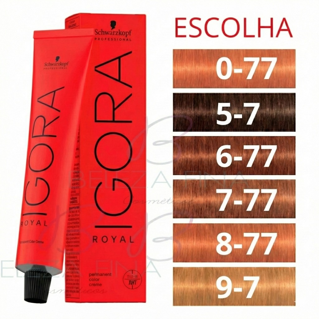 Coloração tinta ou Ox Igora Royal 60g - Schwarzkopf - Ruivos - (escolha 0-77 , 5-7 , 6-77 , 7-77 , 8-77 , 9-7 , L-77 ) em Oferta na Shopee
