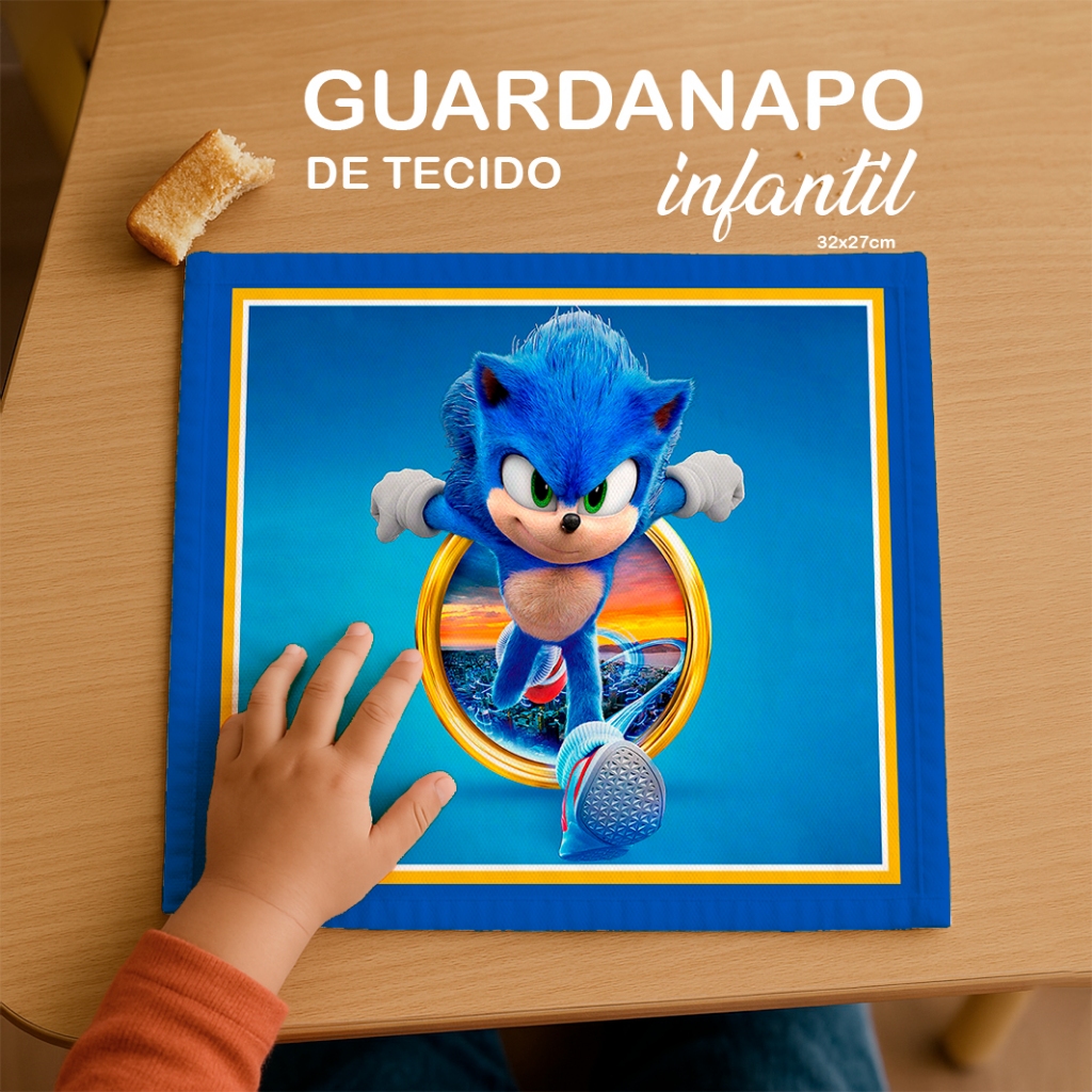 Kit de Guardanapo de Tecido Sonic – Ideal para Lanche Escolar​ - Kit lancheira - Infantil - R36 em Oferta na Shopee