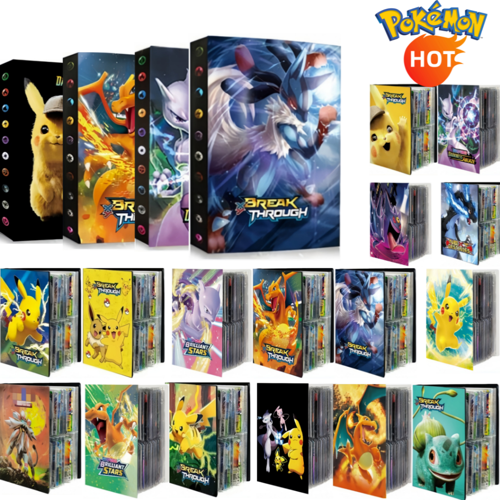 Álbum de Cartas Pokémon TCG Pikachu Mewtwo Vários Temas 240/400 Cartas de Jogo Cartas de Coleção