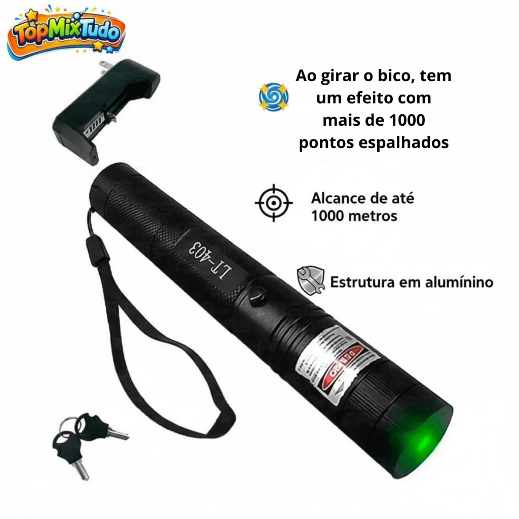 Caneta Laser Pointer Verde Profissional Astronomia Longo Alcance Recarregável