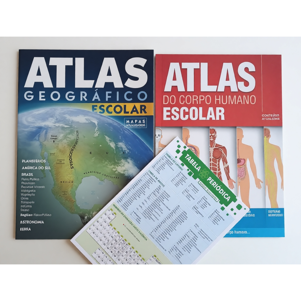 Atlas Escolar Ilustrado  = GEOGRAFICO = CORPO HUMANO = TABELA PERIODICA = ESCOLHA O SEU!!