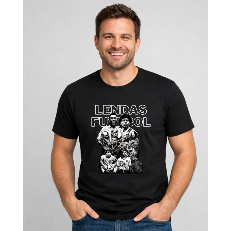 Camiseta [100% Algodão] Lendas do Futebol | Unissex | Maradona Pelé Cris Ronaldo Zico Messi| Infantil, Adulto e Plus