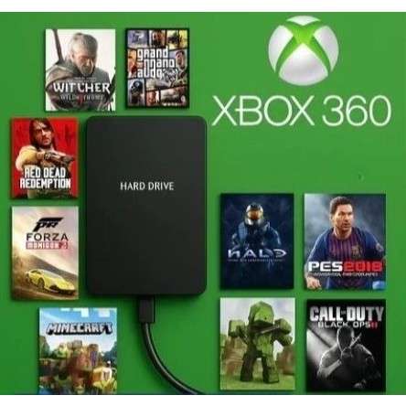 HD 320GB Xbox 360 com case externa sistema Rgh/Aurora com 255 títulos + jogos retro