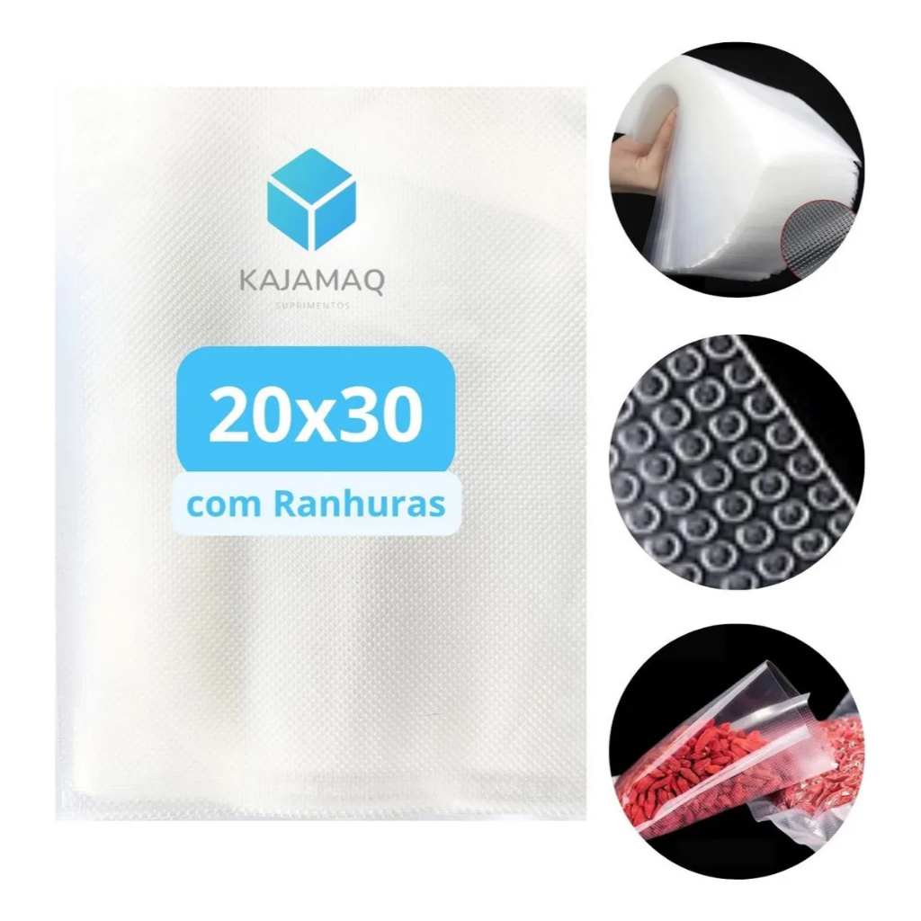 Kit Embalagem a Vacuo 20x30 50 Unidades Saco Plástico gofrado Para Seladora A Vacuo Domestica