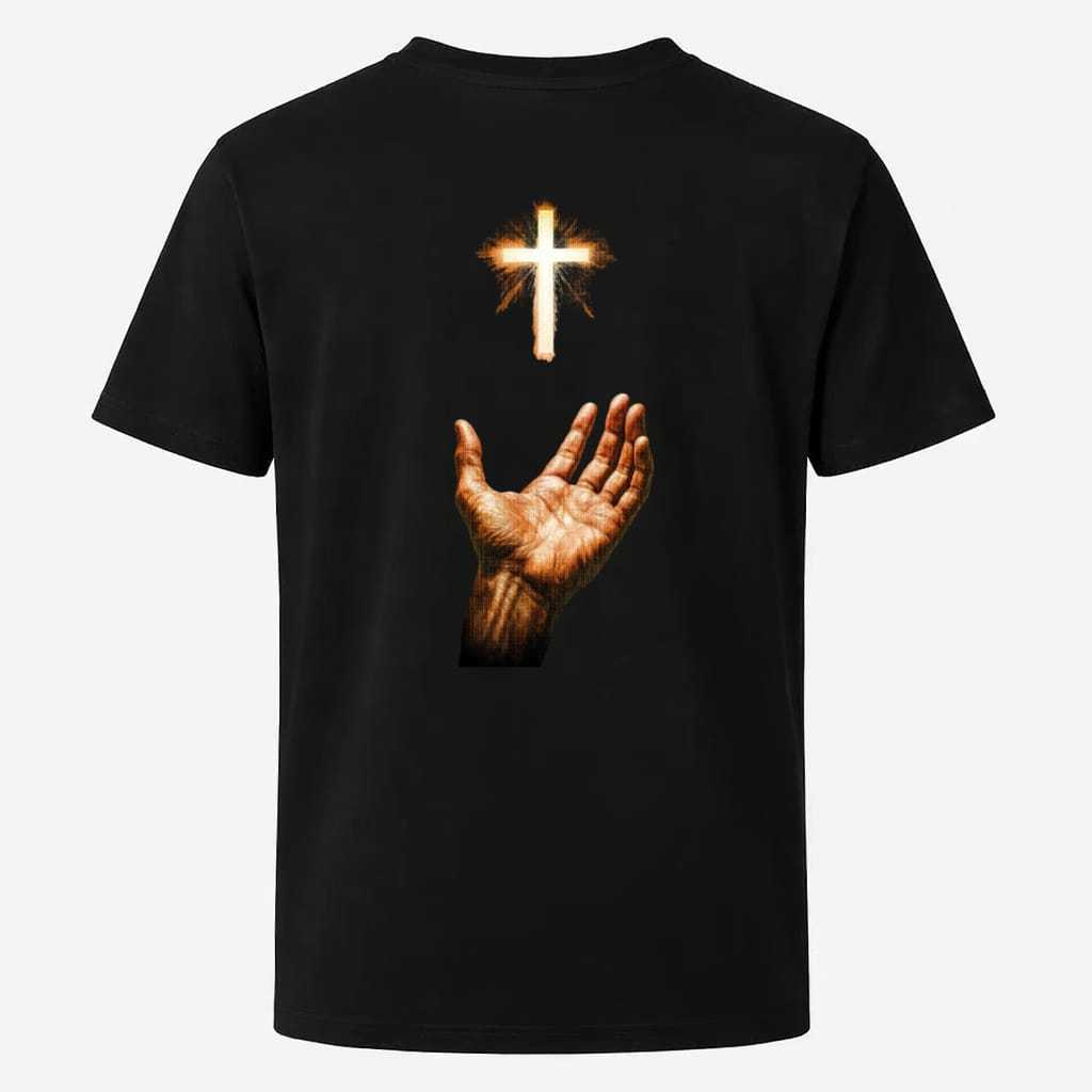 Camisetas Básicas Mão Cruz Masculina 100% Algodão Reforço Ombro a Ombro Camiseta Unissex Masculina Feminina