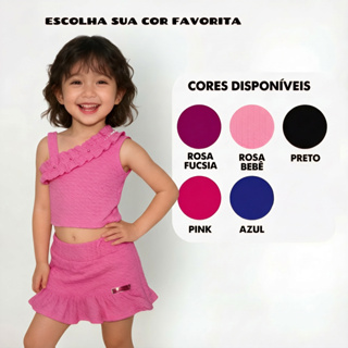 Conjunto Infantil Menina 2 Peças Blusinha  E Short Saia Lançamento Têndencia em Oferta na Shopee