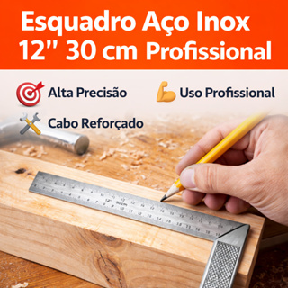 Esquadro Aço Inox 12” 30cm Profissional Alta Precisão em Oferta na Shopee