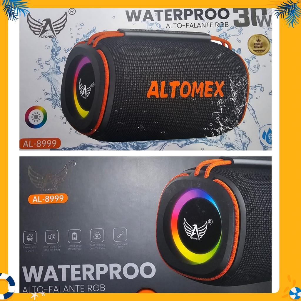 Caixa De Portátil Compacta Potente 30 W À Prova D’Água Luz Led RGB TWS Fm Som Stéreo Duplo