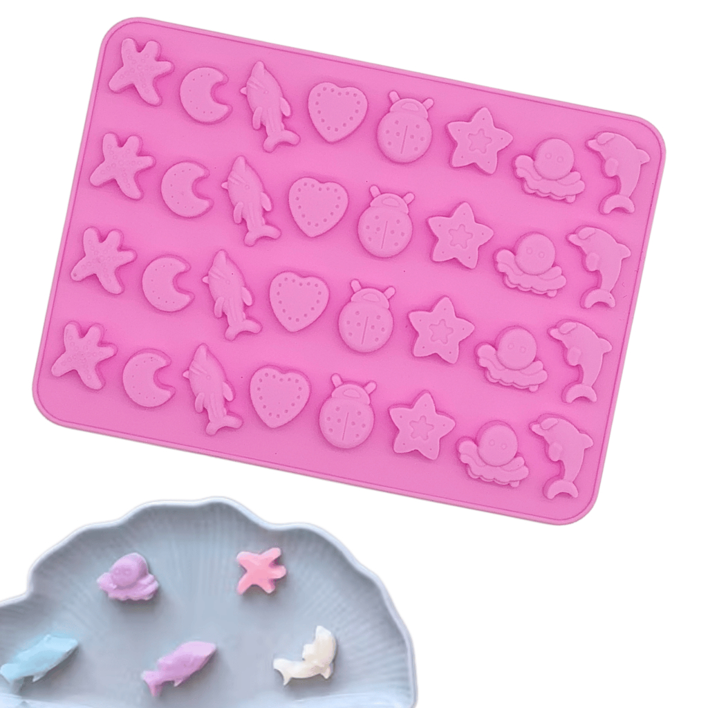 Molde de Silicone Golfinho Polvo Animais Marinhos Forma Bala Fini Goma Doce Chocolate 32 Cavidades em Oferta na Shopee