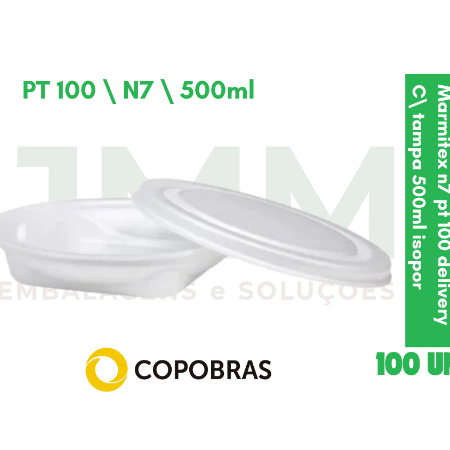 Marmita de Isopor Marmitex Pote e Tampa pt100 - 500ml