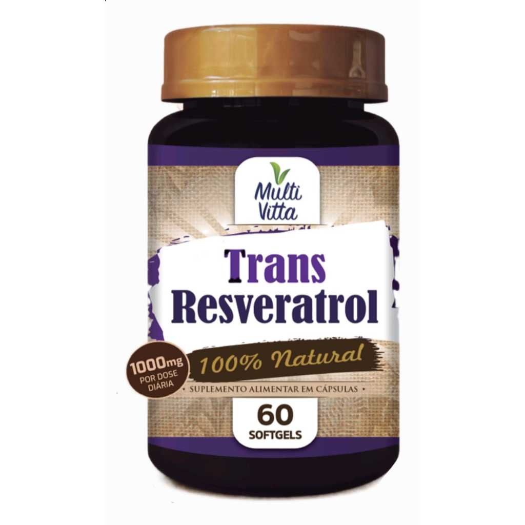 Trans Resveratrol 1000mg com 60 cápsulas Suplemento alimentar Antioxidante