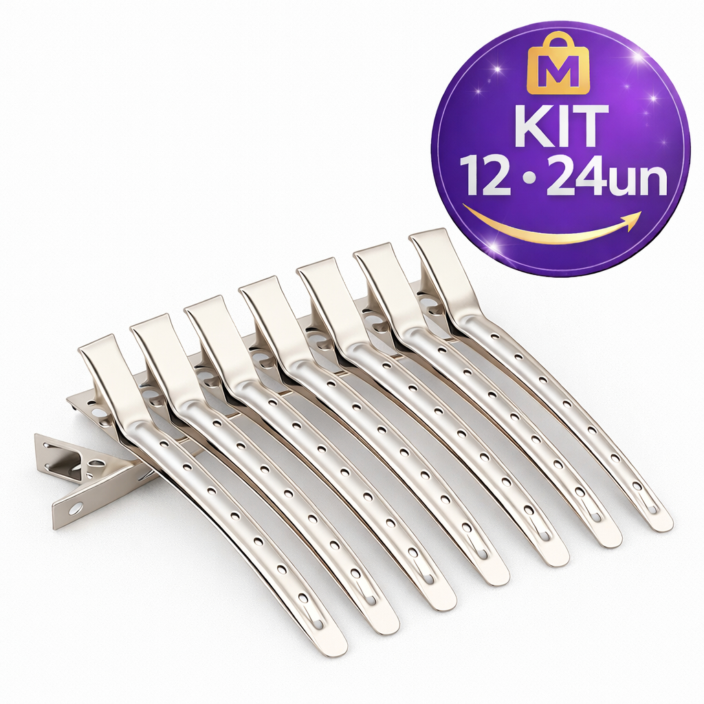 Kit 12 / 24 Presilhas de Metal Bico de Pato para Cabelo – Profissional Salão e Penteado