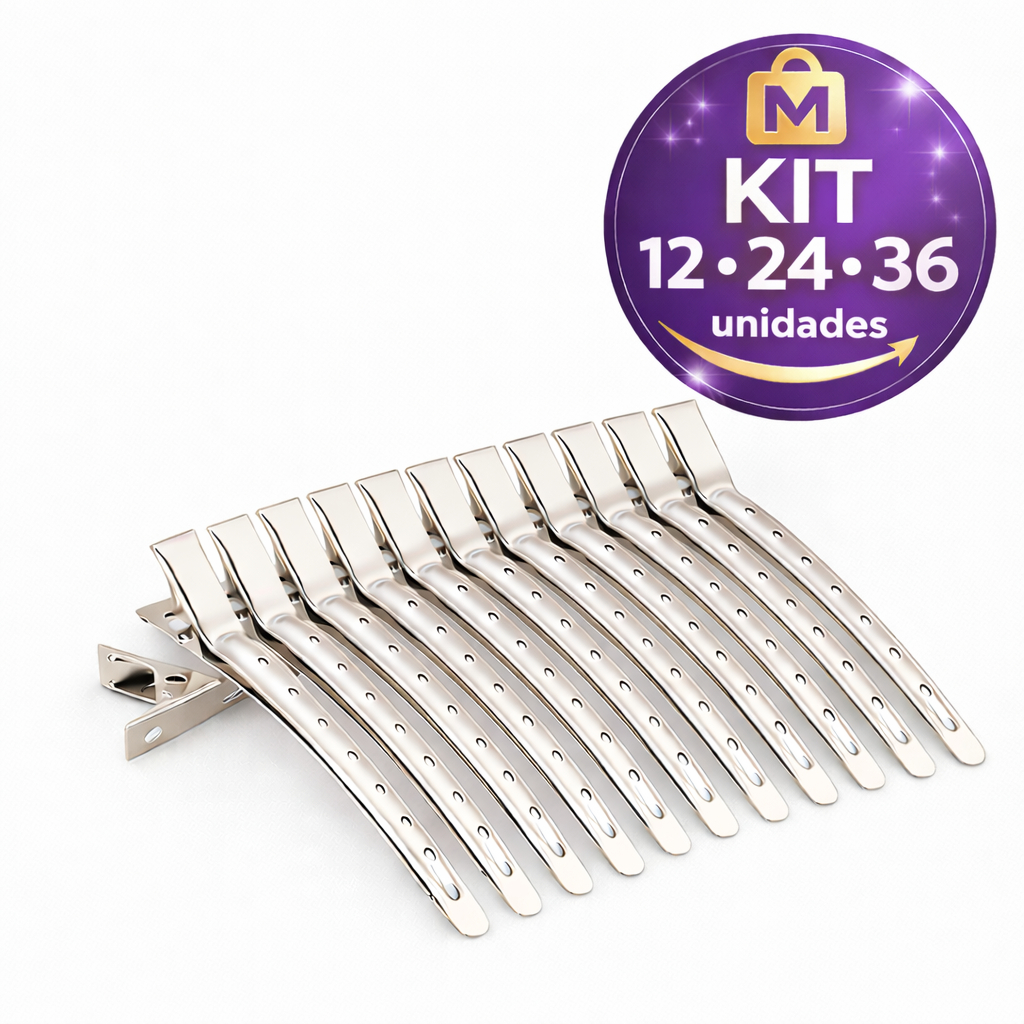 Kit 12 / 24 / 36 Presilhas de Metal Bico de Pato para Cabelo – Profissional Salão e Penteado