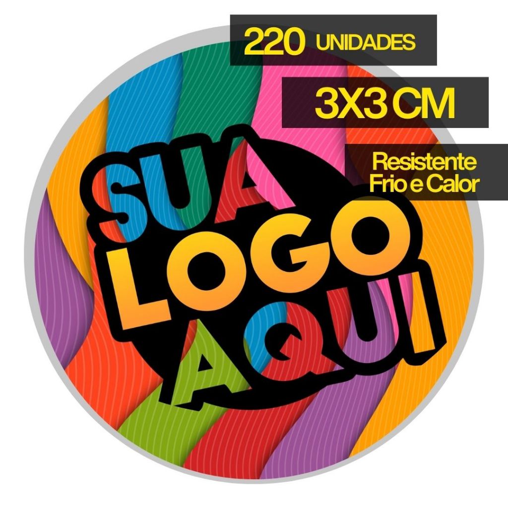 220 un Adesivo Personalizado 3x3 cm Super Brilho Resistente ao Frio e Calor Logo Para Embalagem em Oferta na Shopee