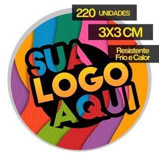 220 un Adesivo Personalizado 3x3 cm Super Brilho Resistente ao Frio e Calor Logo Para Embalagem em Oferta na Shopee