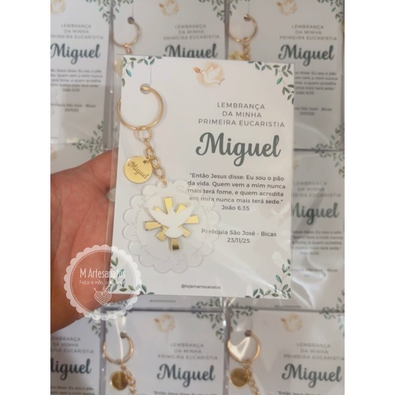 Chaveiro de Acrílico Lembrancinha Personalizada para Primeira Eucaristia Batizado Crisma Primeira Comunhão