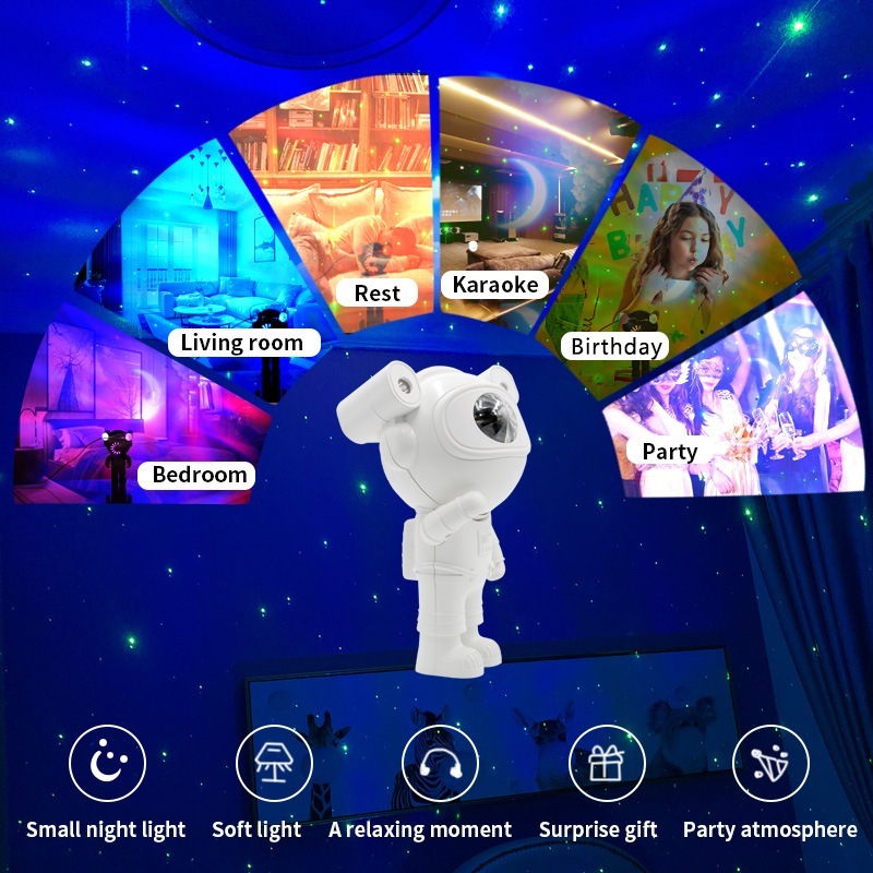 Luminaria projetor luz astronauta bluetooth galaxia som bluetooth led com controle nebulosa quarto