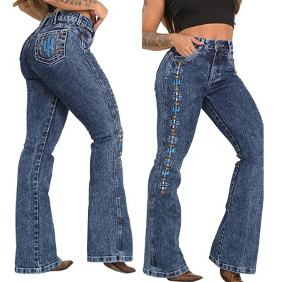 Calça Country Jeans Feminina Bordada Cintura Alta com Lycra linha PREMIUM em Oferta na Shopee