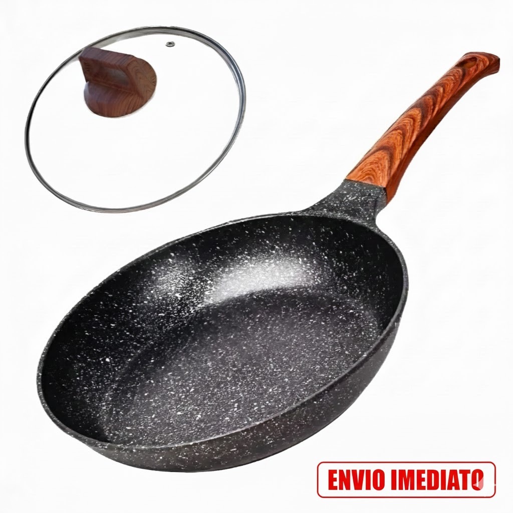 Imagem Frigideira Cerâmica Antiaderente Premium 28cm Indução e Gás com Tampa de Vidro Alta Durabilidade