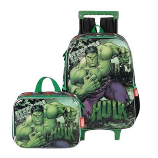 Hulk Mochila de Rodinhas + Lancheira em Oferta na Shopee