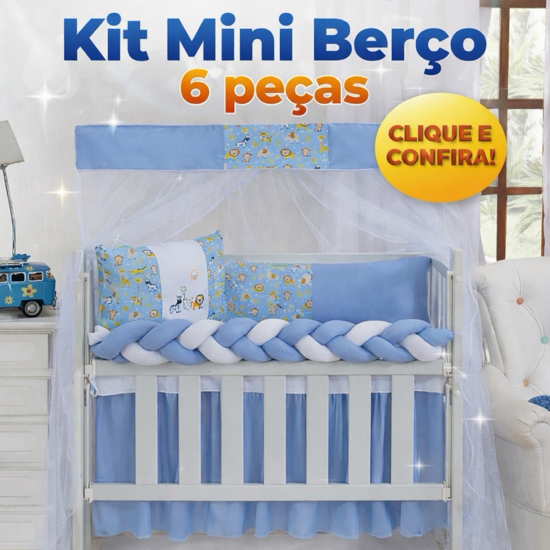 Kit Berço De bebê Mini Protetor De Berço Sublimado Trança 06 Peças Menina Menino em Oferta na Shopee