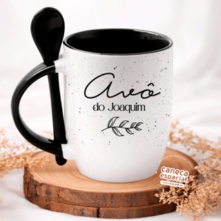 Caneca Personalizada com Colher – Estampas Variadas | Presente Criativo em Oferta na Shopee