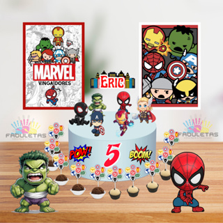 Kit Festa Só Um Bolinho VINGADORES BABY SUPER HERÓIS Enviar Nome/Idade IMEDIATAMENTE em Oferta na Shopee