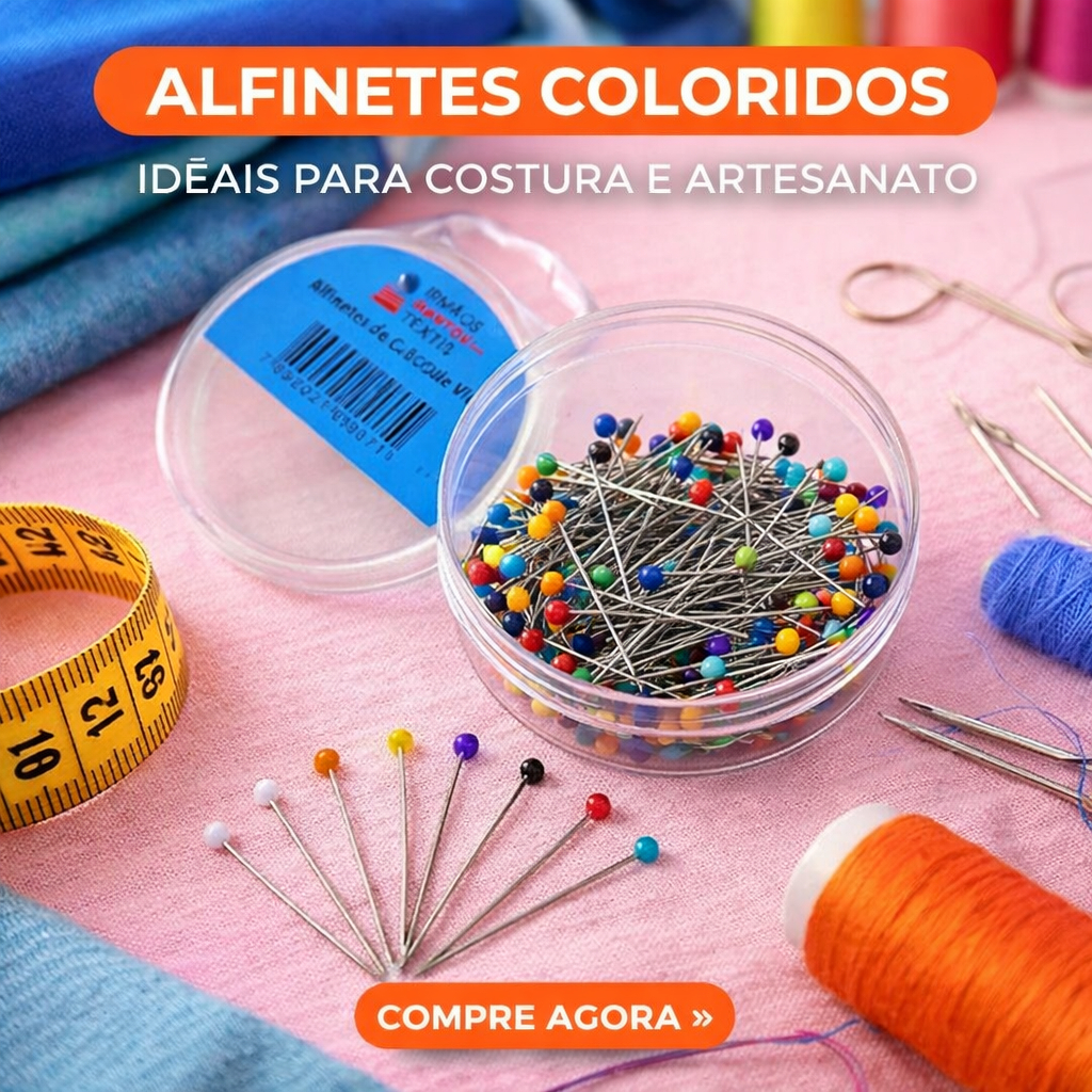 ACV – Alfinete com Cabeça de Vidro | 100 Unidades | 3x32mm | Costura, Patchwork e Artesanato em Oferta na Shopee