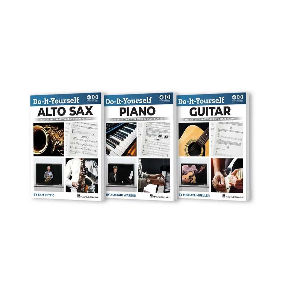 3 DVD Estude Você Mesmo: 3 Métodos (Piano, Guitarra, Sax) + Vídeo Aula Online