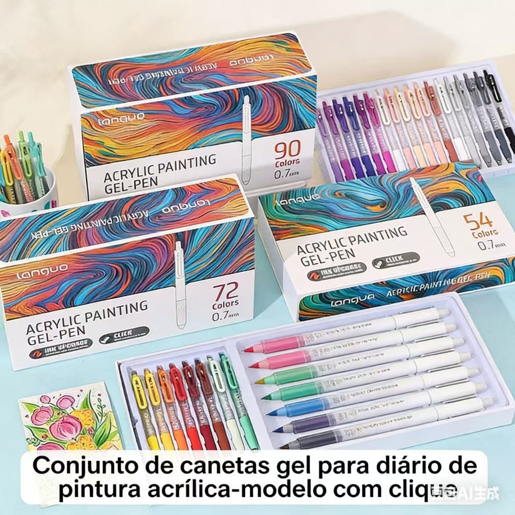 Languo 54 Cores/Conjunto Caneta Marcadora De Pintura Acrílica 3D , Ponta De 0.7mm , Colorida Sobreposta De Grande Capaci em Oferta na Shopee