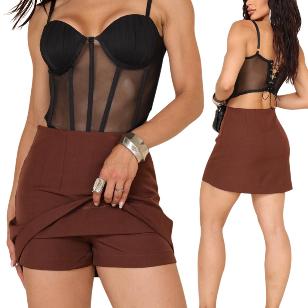 Saia Com Short Feminino Curto Com Ziper Na Lateral Promoção em Oferta na Shopee