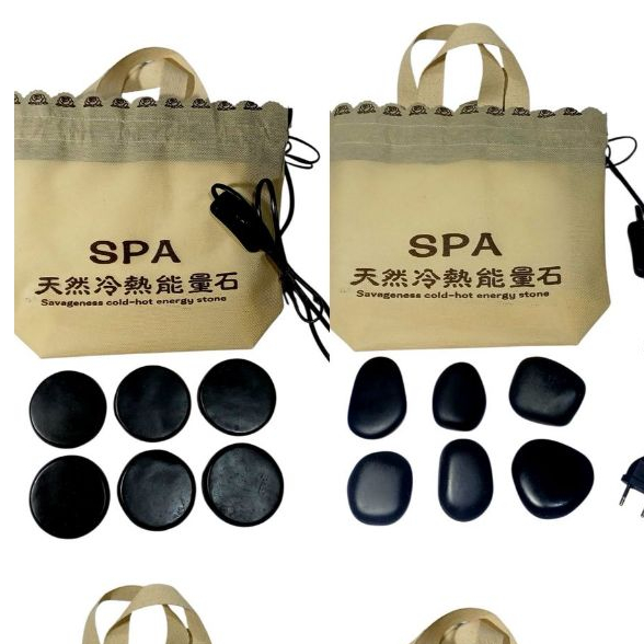 KIT SPA Bolsa Aquecedora com 6 Pedras Vulcânicas Redondas ou Uniformes Massoterapia