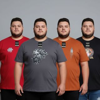 Kit 4 Ou 2 Camisetas Plus Size masculinas G1G2 G3 100% Algodão em Oferta na Shopee