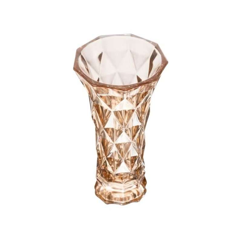 Vaso de Vidro Diamond Âmbar Metalizado 13x6,5x20