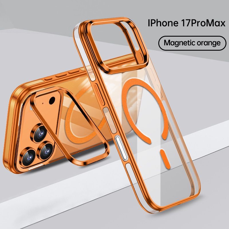 Capa Premium Metálica Transparent Anti Impacto Magsafe  Imã Forte Com Suporte Para IPhone 17 Pro Max e 17 Pro