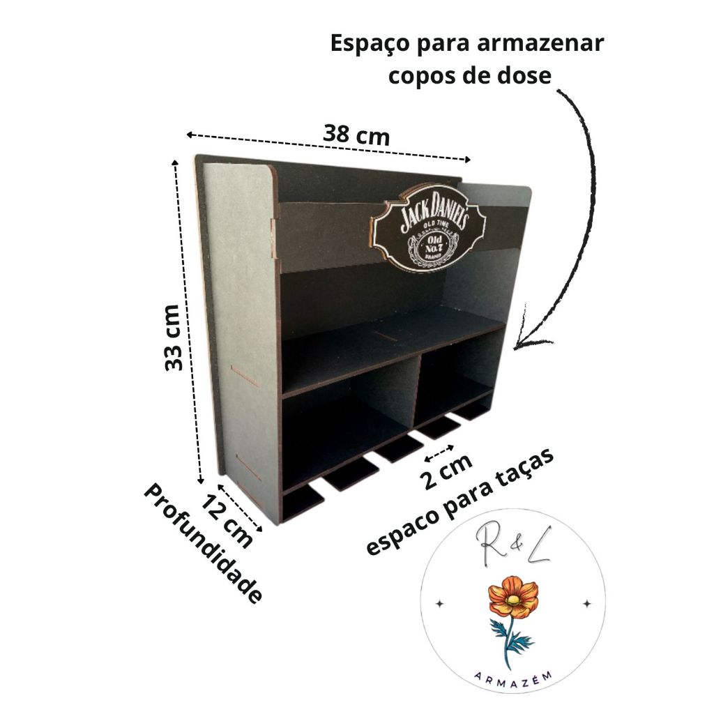 Bar De Parede Rustico Decoração Barzinho em MDF Churrasco Cantinho Jack Daniels